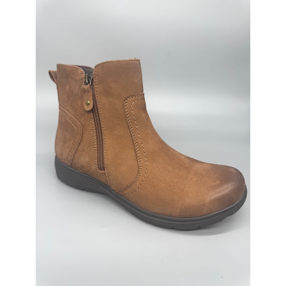 Hotter Derby Ankle Boots Women 9 Tan Leather Side Zip Comfort N245584 0724